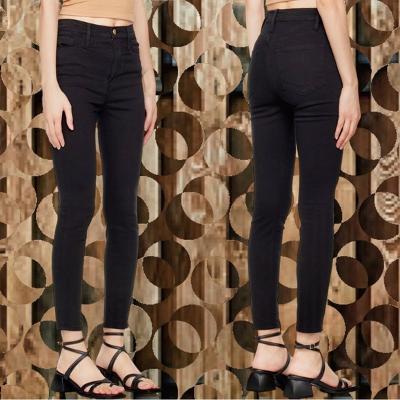 FRAME Denim Black ‘Ali’ High-Rise Skinny Jeans Size 24 ASO Jennie Kim - Picture 3 of 16
